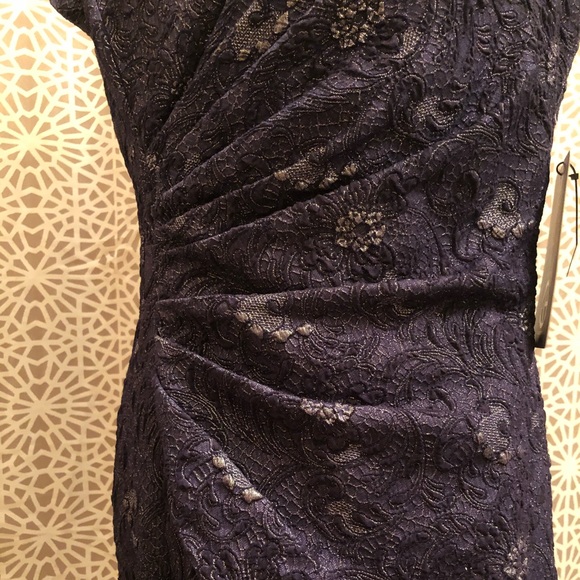 NWT JS Collections Cap Sleeve Brocade Ruched Dress - Picture 10 of 10